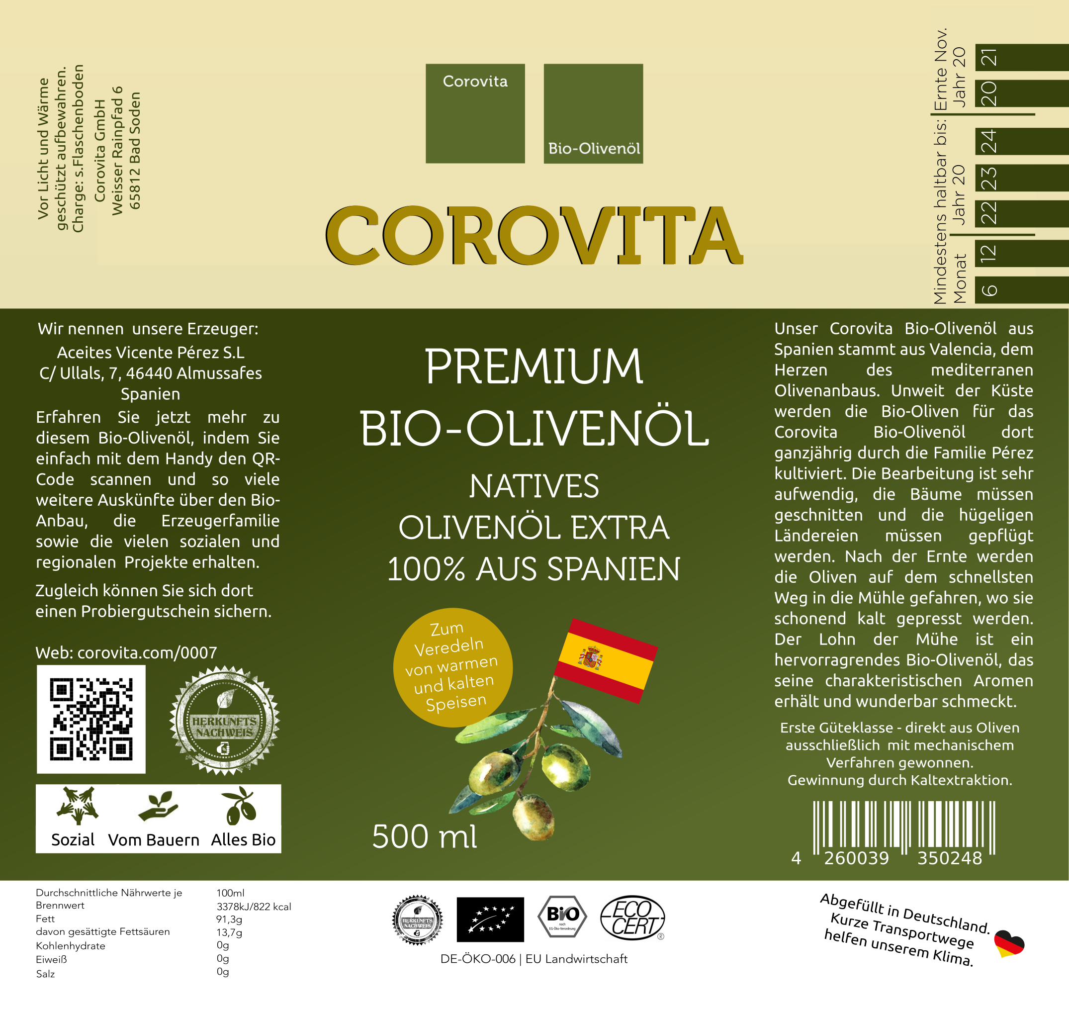 Bio-Olivenöl aus Spanien